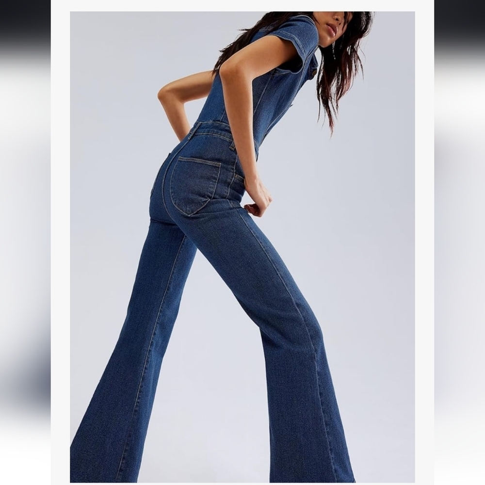 Women's  Denim Jumpsuit - Picture 4 of 16